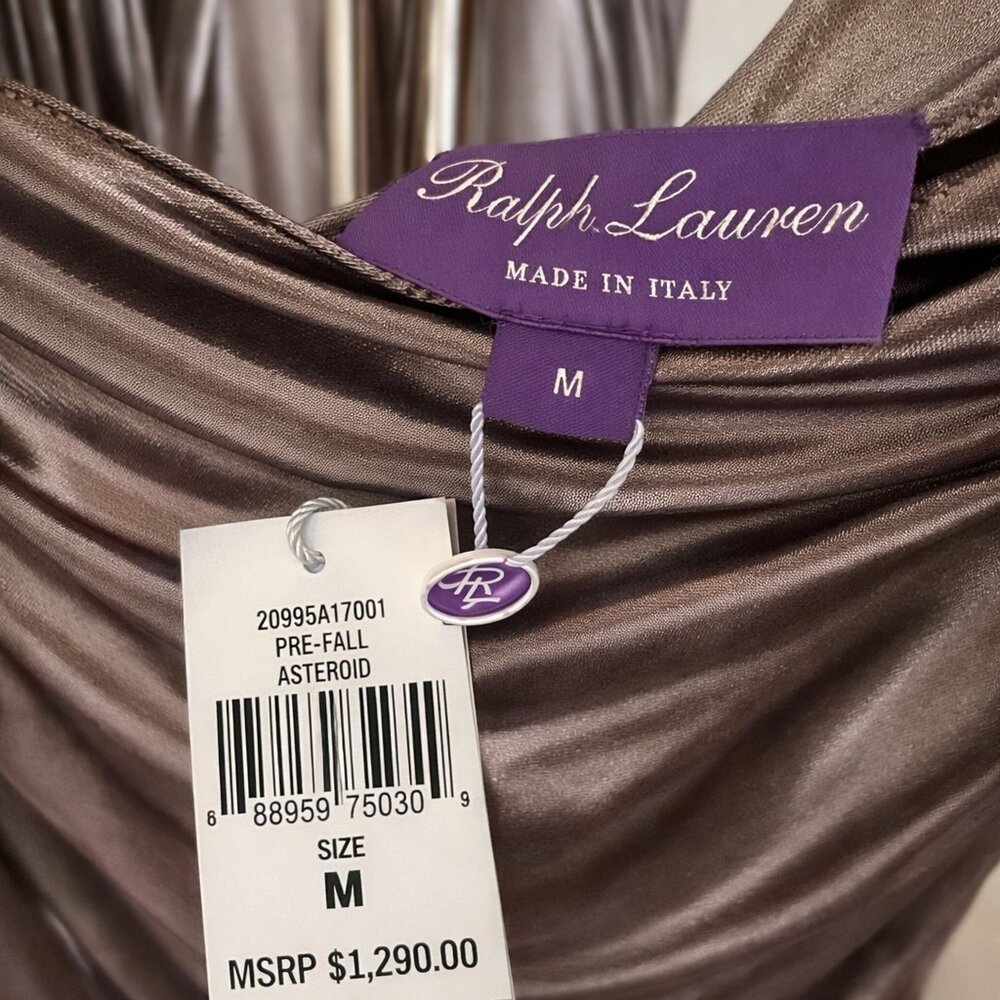 NWT Ralph Lauren Purple Label Asteroid Metallic One-Shoulder Top M - Picture 3 of 3